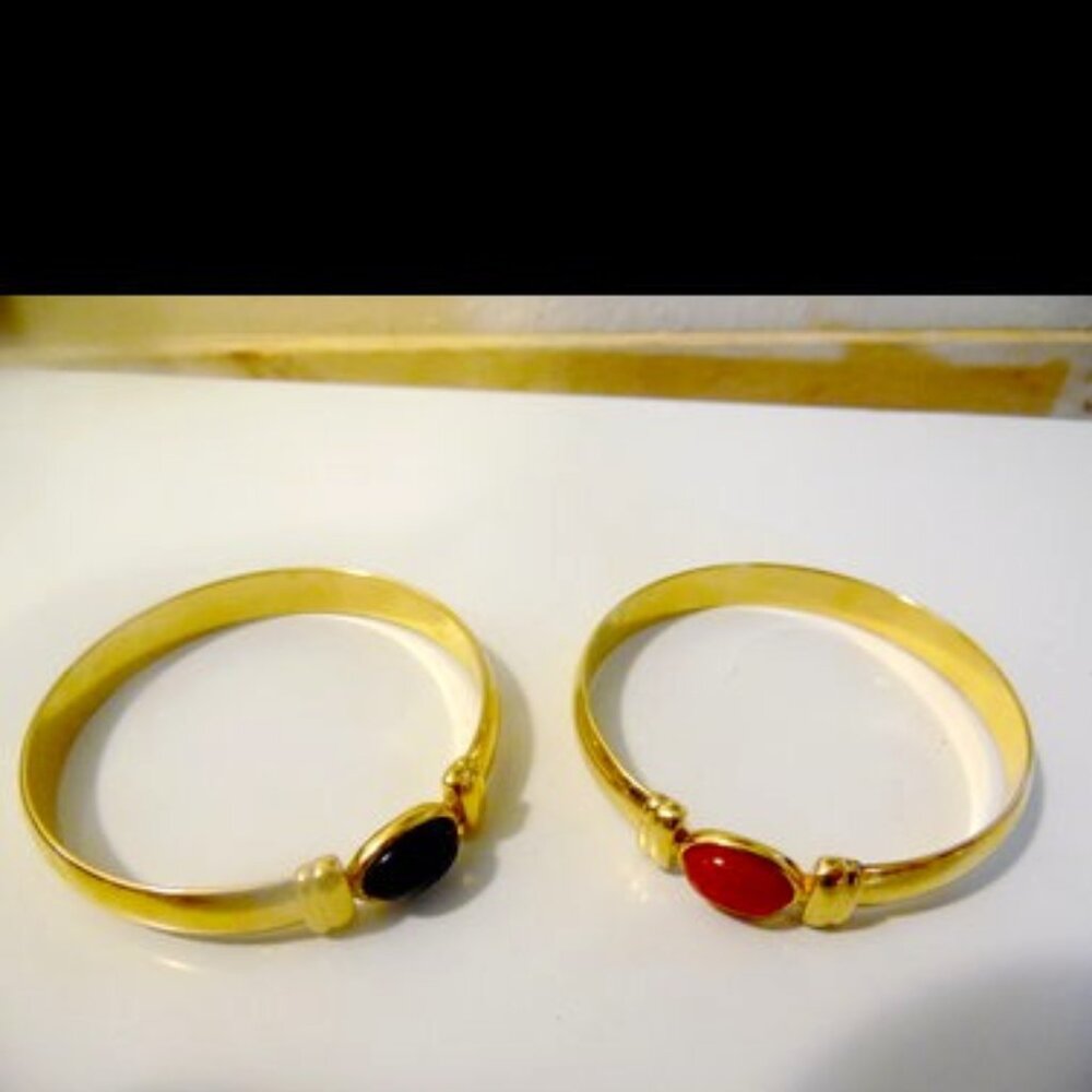 Vintage 1989 Monet High Polished Bangle Bracelet Set 7-1/2"